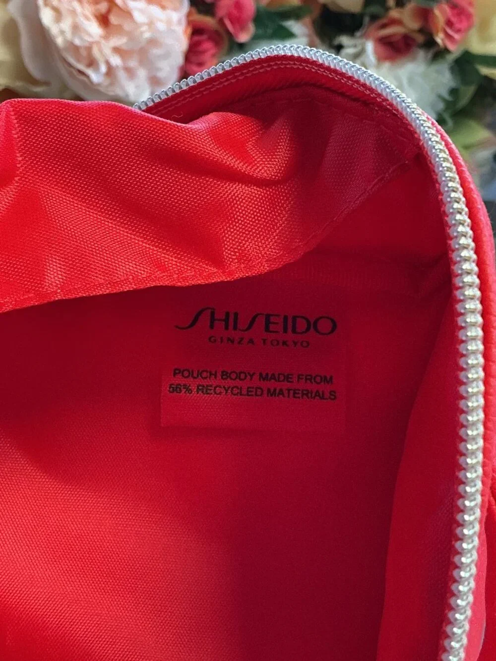 Shiseido Ginza Tokyo Red Cream Geometric Cosmetic Pouch